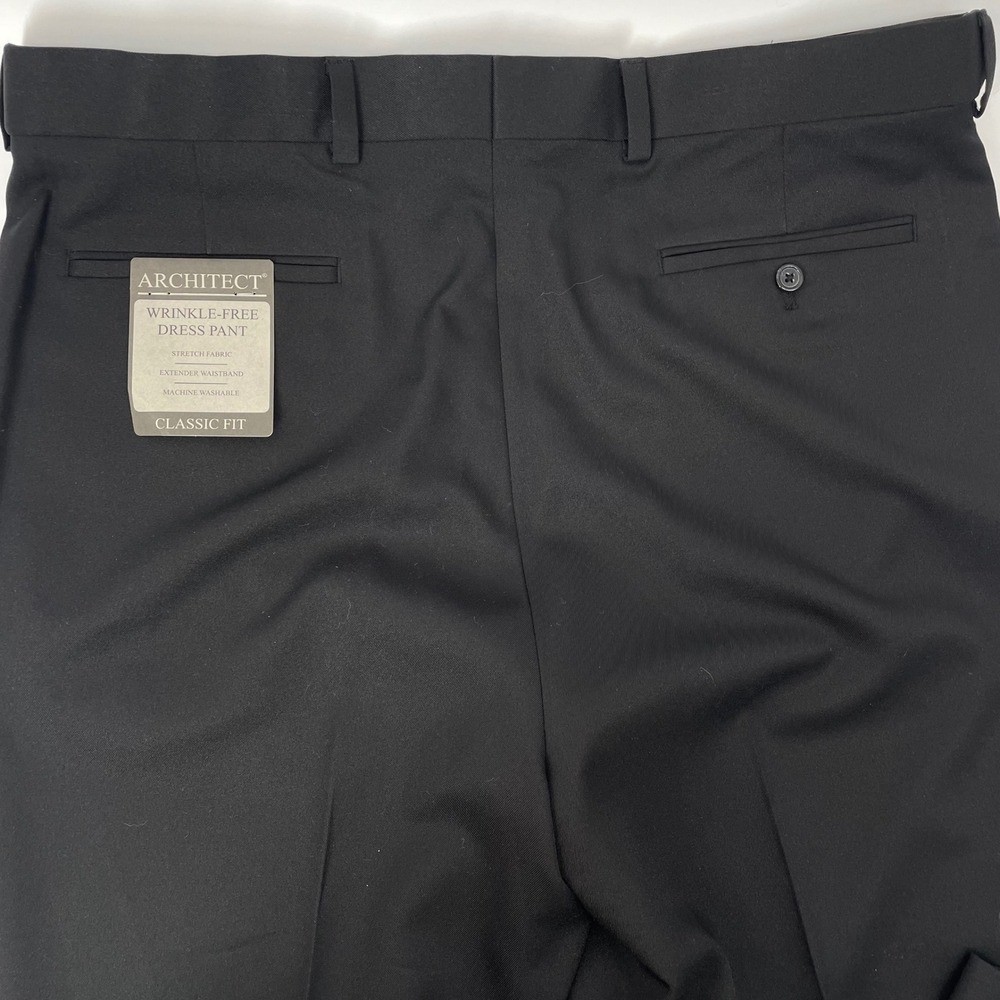 ARCHITECT Men 38x30 Black Classic Fit Wrinkle Free Dress Pants‎ Stretch Extender - Picture 6 of 10